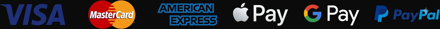 We accept Visa, Mastercard, American Express, Apple Pay, Google Pay and PayPal